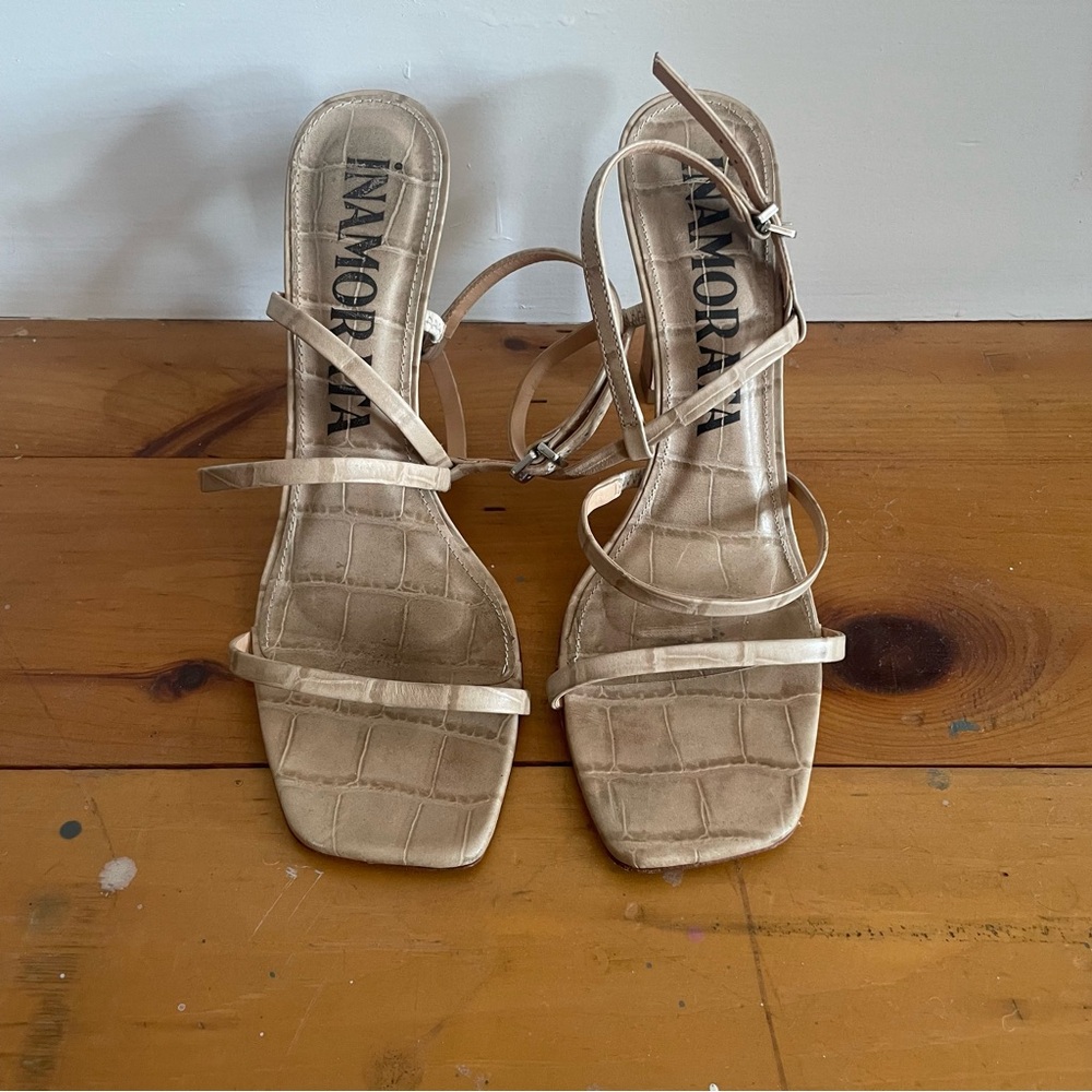 Inamorata Bayard Heel Bone Croc 8.5